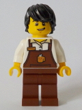 LEGO cty1048 Barista - Male, Reddish Brown Apron with Cup and Name Tag, Black Hair