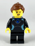LEGO cty1051 Surfer - Female, Black Wetsuit with Medium Azure Trim, Reddish Brown Hair