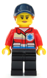 LEGO cty1083 Ski Patrol Member - Female, Red Jacket, Dark Blue Cap, Ponytail