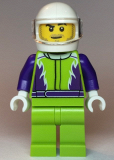 LEGO cty1107 Monster Truck Driver, Lime Legs and Jacket with Purple Flames and Arms, White Helmet