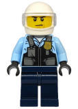 LEGO cty1143 Police - City Motorcyclist, Safety Vest with Police Badge, Dark Blue Legs, White Helmet, Trans-Clear Visor