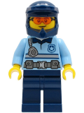 LEGO cty1243 Police - City Officer Bright Light Blue Shirt with Silver Stripe, Badge and Radio, Dark Blue Legs, Dark Blue Dirt Bike Helmet, Orange Glasses