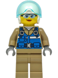 LEGO cty1296 Wildlife Rescue Pilot - Female, Blue Vest, White Helmet, Dark Tan Legs