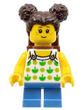 LEGO cty1333 Girl - Leaf Tank Top, Dark Brown Side Buns, Backpack, Medium Blue Short Legs