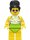 LEGO cty1387 Beach Tourist - Female, White and Lime Swimsuit, Black Hair