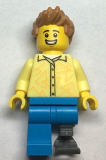 LEGO cty1482 Grocery Store Customer - Male, Bright Light Yellow Shirt, Medium Nougat Hair, Prosthetic Leg