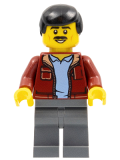 LEGO hol271 Man, Dark Red Jacket with Bright Light Blue Shirt, Dark Bluish Gray Legs, Black Male Hair, Moustache