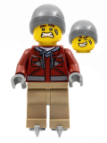LEGO hol281 Man, Dark Red Jacket, Dark Tan Legs, Dark Bluish Gray Beanie, Ice Skates