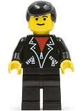 LEGO lea001 Leather Jacket with Zippers - Black Legs, Black Male Hair, Eyebrows