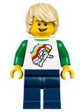 LEGO twn296 Boy - Classic Space Minifig Floating Pattern, Dark Blue Legs, Tan Tousled Hair