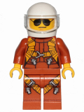 LEGO twn364 Pilot - Dark Orange Jumpsuit, Dark Orange Legs with Straps, White Helmet, Trans-Clear Visor, Black and Silver Sunglasses