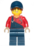 LEGO twn395 Female Mechanic with Dark Blue Overalls and Legs, Dark Orange Ponytail with Dark Blue Ball Cap