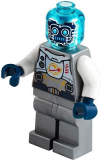 LEGO twn401 Cyber Drone Robot - Flat Silver Spacesuit with Harness and White Panel with Classic Space Logo, Trans-Light Blue Head
